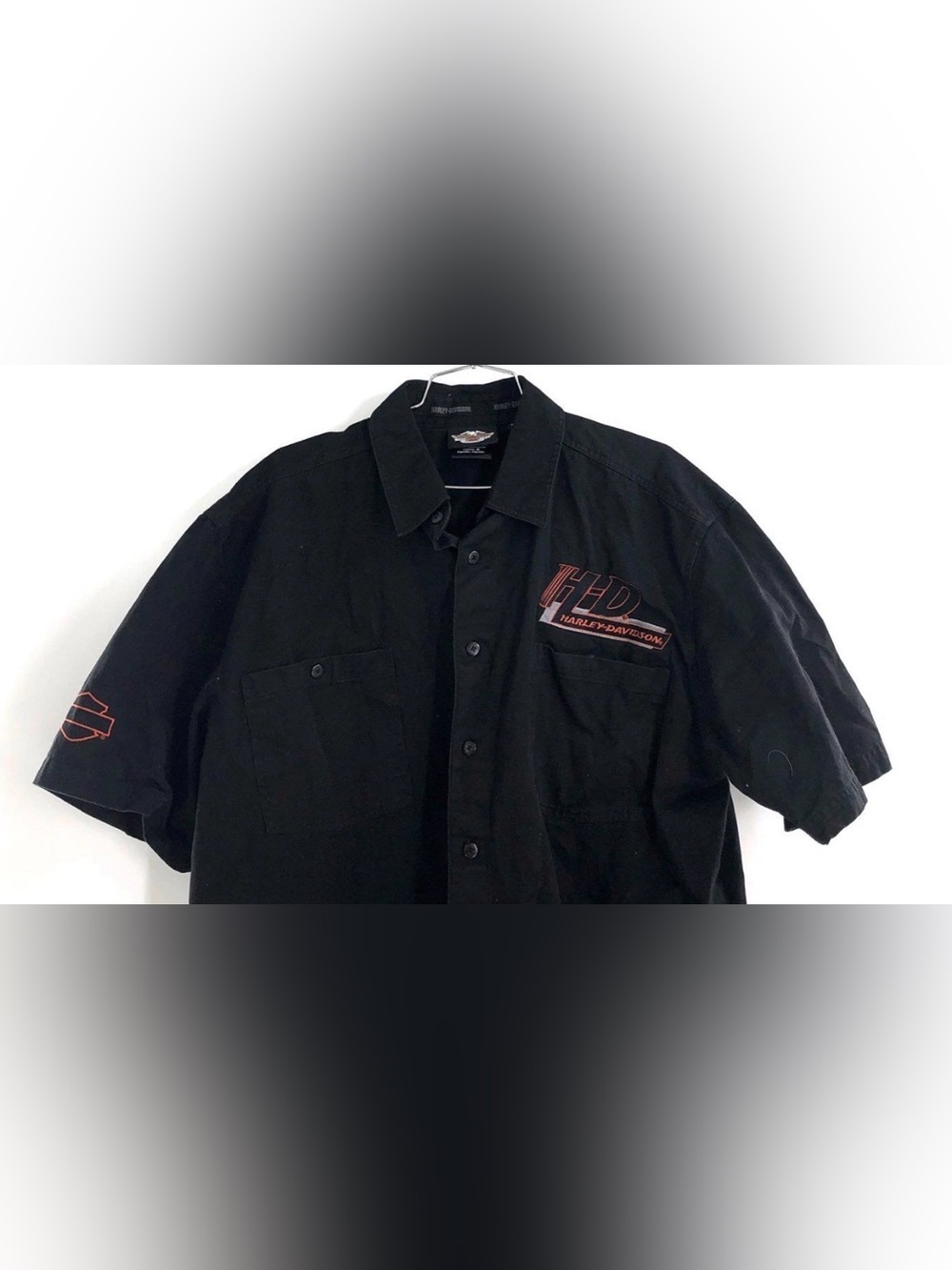 Vintage 90s Harley-Davidson Embroidered Short Sleeve Button Up Work Shirt Sz XL - Picture 5 of 7